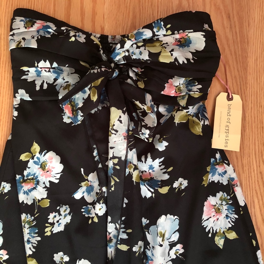 Strapless Full Length Floral Dress